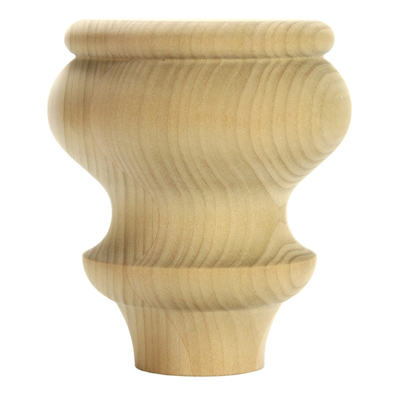 Turned Bun Feet - Style 37 - 4-1/2"H - Species:Oak Red